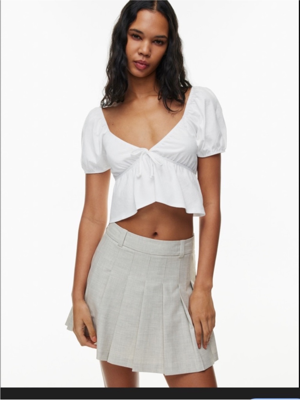 Sunday best White Puff-Sleeve Tie-Front Crop Top - Women size small